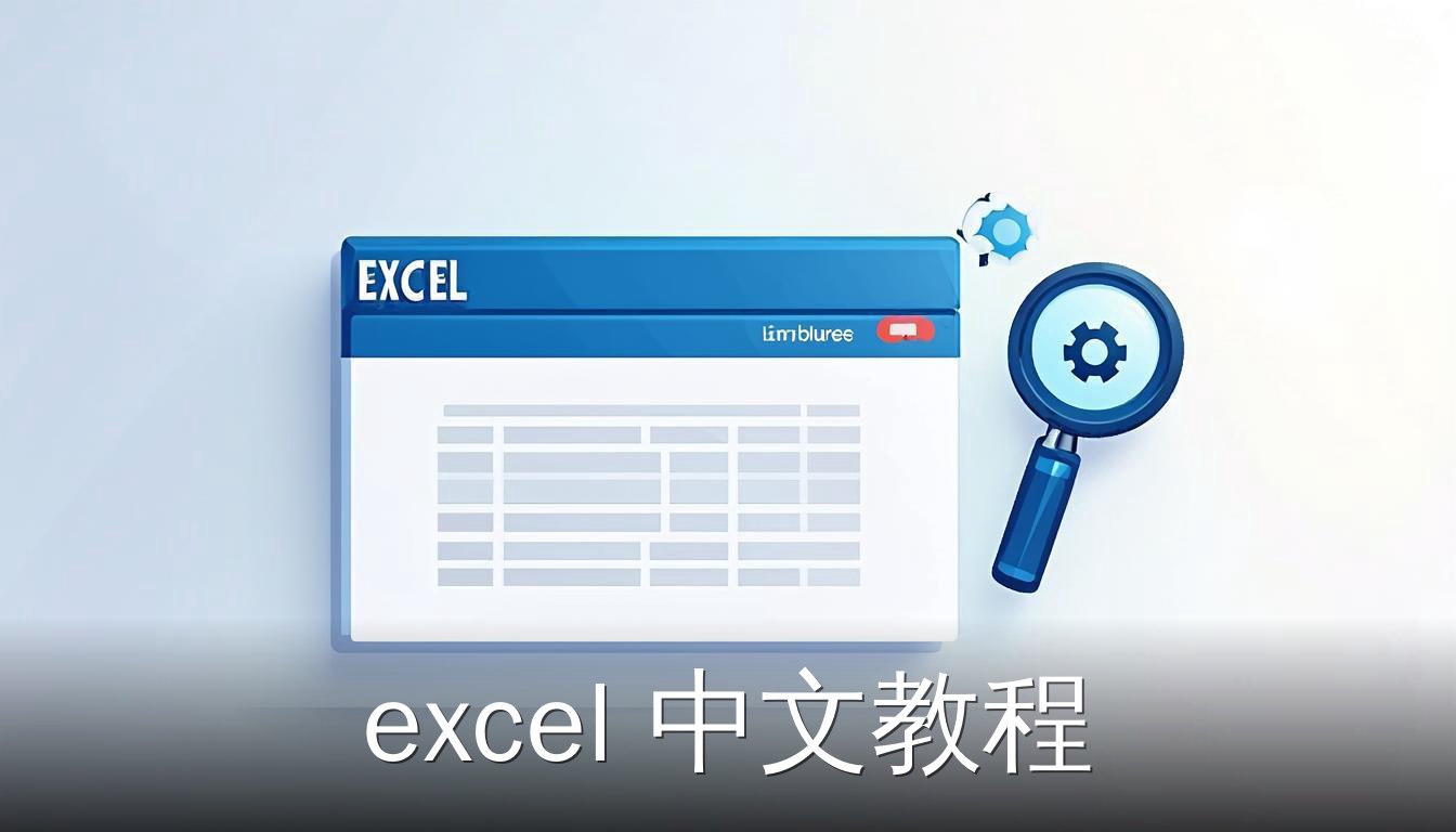 Excel 中文教程封面图，展示二维数据表和功能图标