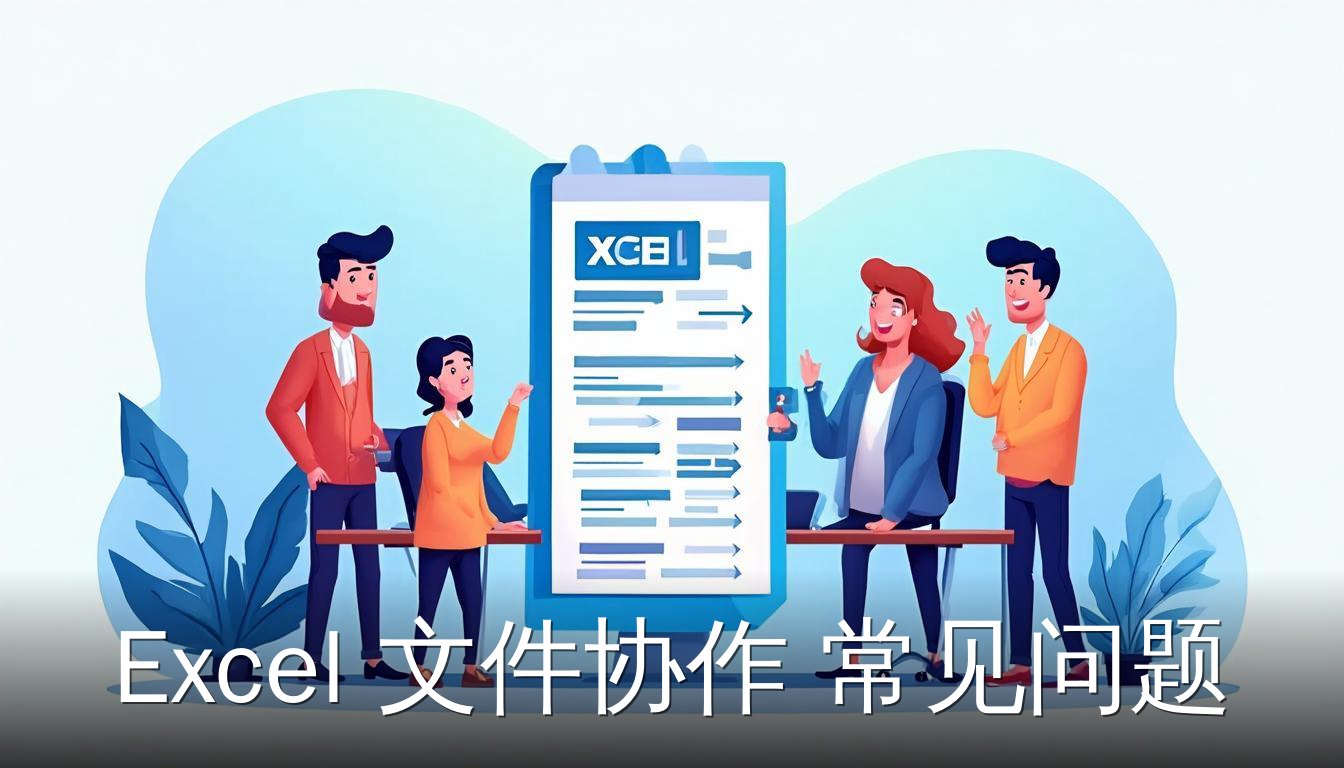 Excel文件协作常见问题，多人协作编辑表格时出现冲突的扁平插画