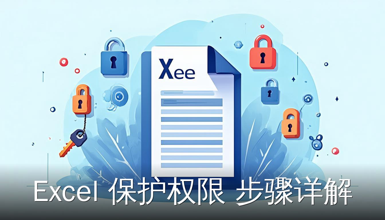 Excel 保护权限 功能 扁平插画 工作表 锁 钥匙