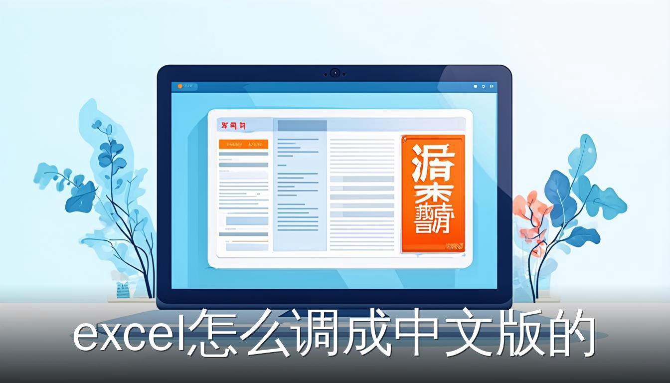 笔记本电脑屏幕显示Excel语言设置界面，突出简体中文选项