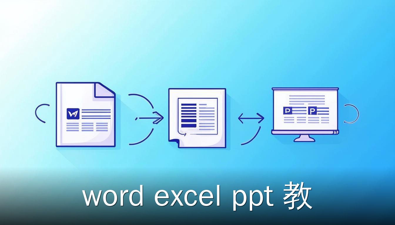 Word Excel PPT 图标组合，表示办公软件教程。