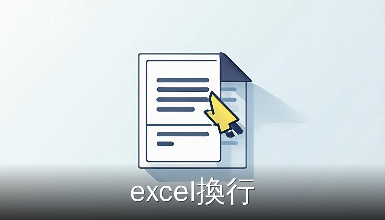 Excel单元格内文本换行显示的扁平插画